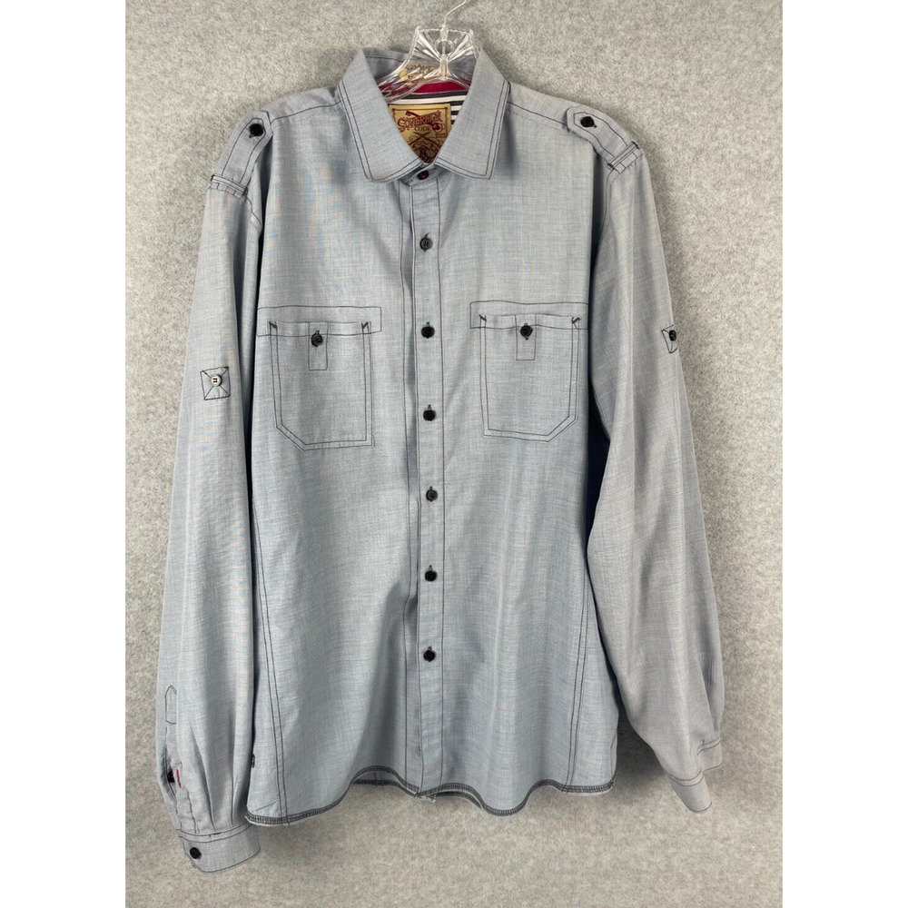 Sovereign Code Shirt Men's Size XL Gray Long Sleeve Button Up STAIN